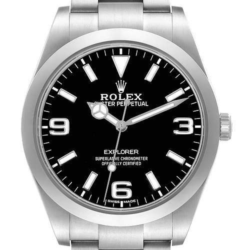 Photo of Rolex Explorer I 39mm Black Dial Steel Mens Watch 214270 Box Card