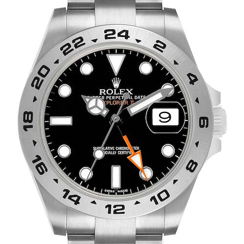 Photo of Rolex Explorer II 42 Black Dial Steel Mens Watch 216570 Box Card