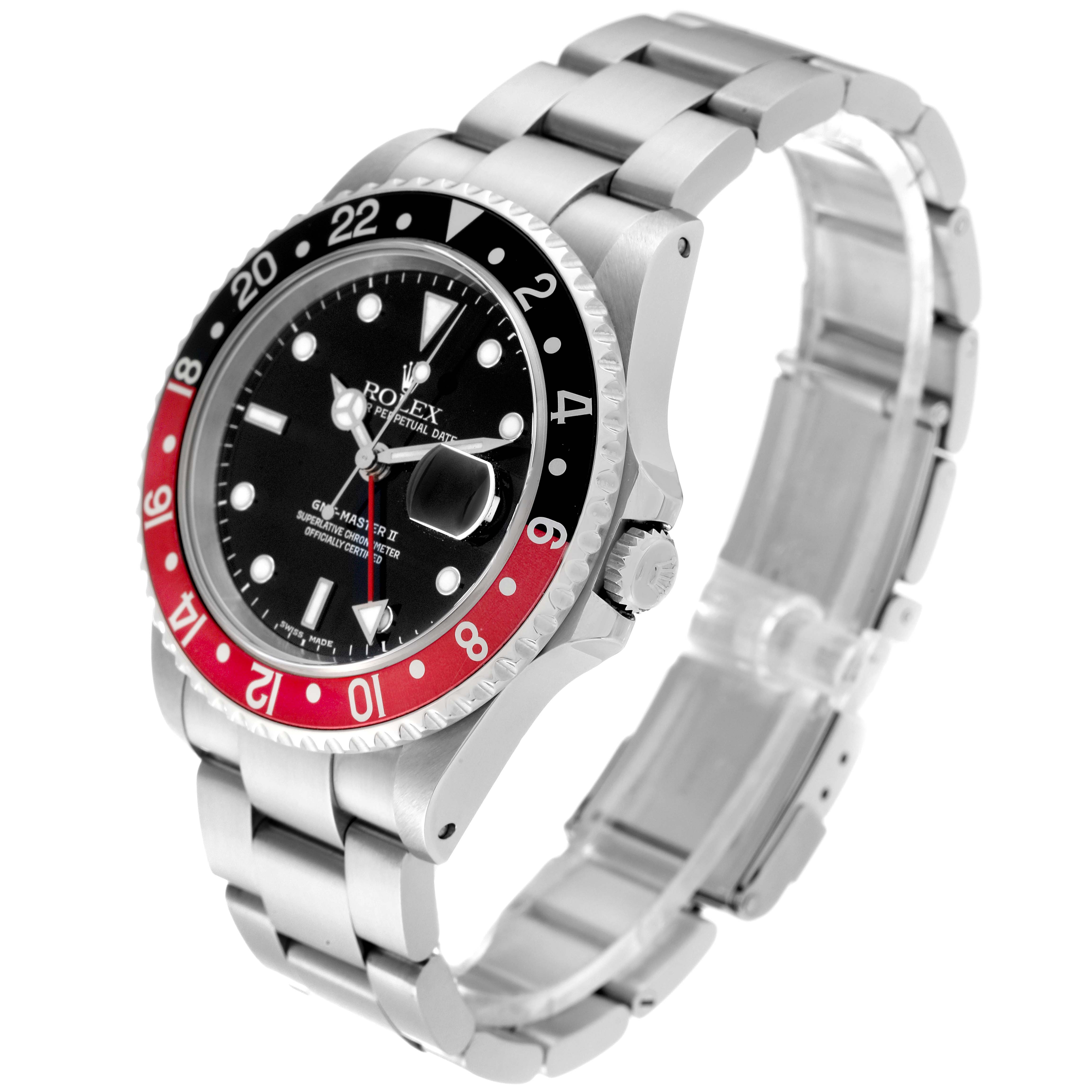 The image shows a Rolex GMT-Master 16710 Men's Stainless Steel Black Dial 16710 Men's Stainless Steel Black Dial II watch at a three-quarter angle, highlighting the bezel, dial, and bracelet.