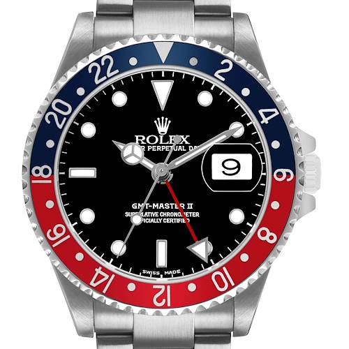 Photo of Rolex GMT Master II Blue Red Pepsi Bezel Steel Mens Watch 16710