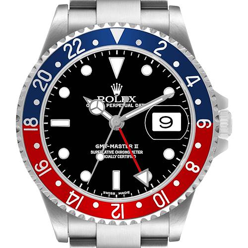 Photo of Rolex GMT Master II Steel Blue Red Pepsi Bezel Mens Watch 16710