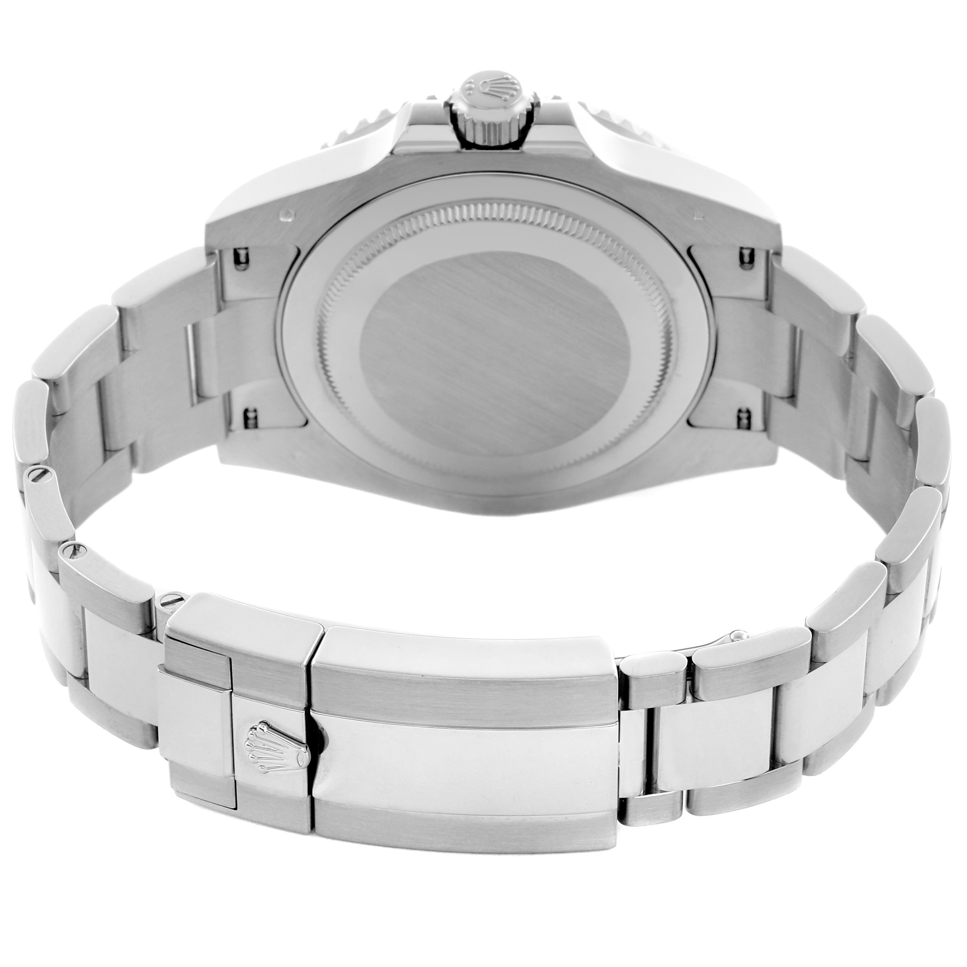 The image shows the back case and bracelet clasp of a Rolex GMT-Master 126719 Men's White Gold Blue Dial 126719 Men's White Gold Blue Dial watch, viewed from behind, displaying its stainless steel finish.