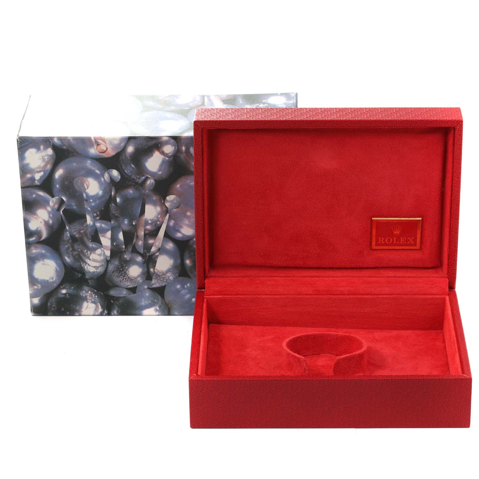 The image shows the open display box and outer box of a Rolex President 68238 Women's Yellow Gold Champagne Dial 68238 Women's Yellow Gold Champagne Dial model watch.