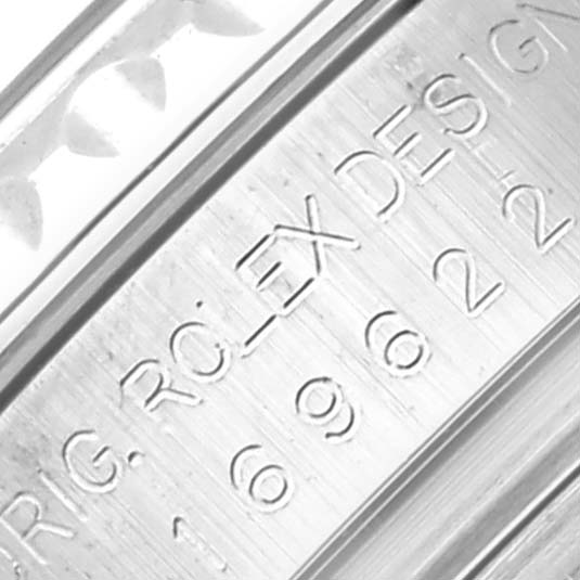 The image shows a close-up of the inner bezel with engraved details on the Rolex Yacht-Master 169622 Women
s Stainless Steel Silver Dial 169622 Women
s Stainless Steel Silver Dial watch.