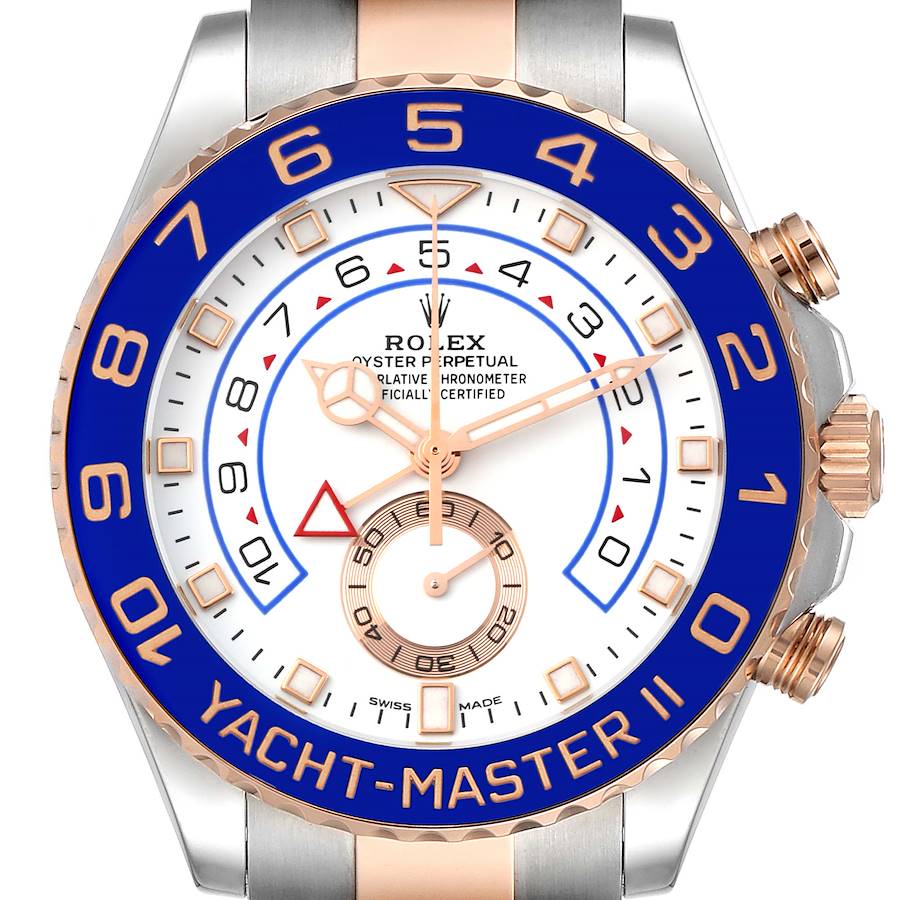 Rolex Yachtmaster II 44mm Steel Rose Gold Mens Watch 116681 Box Card SwissWatchExpo