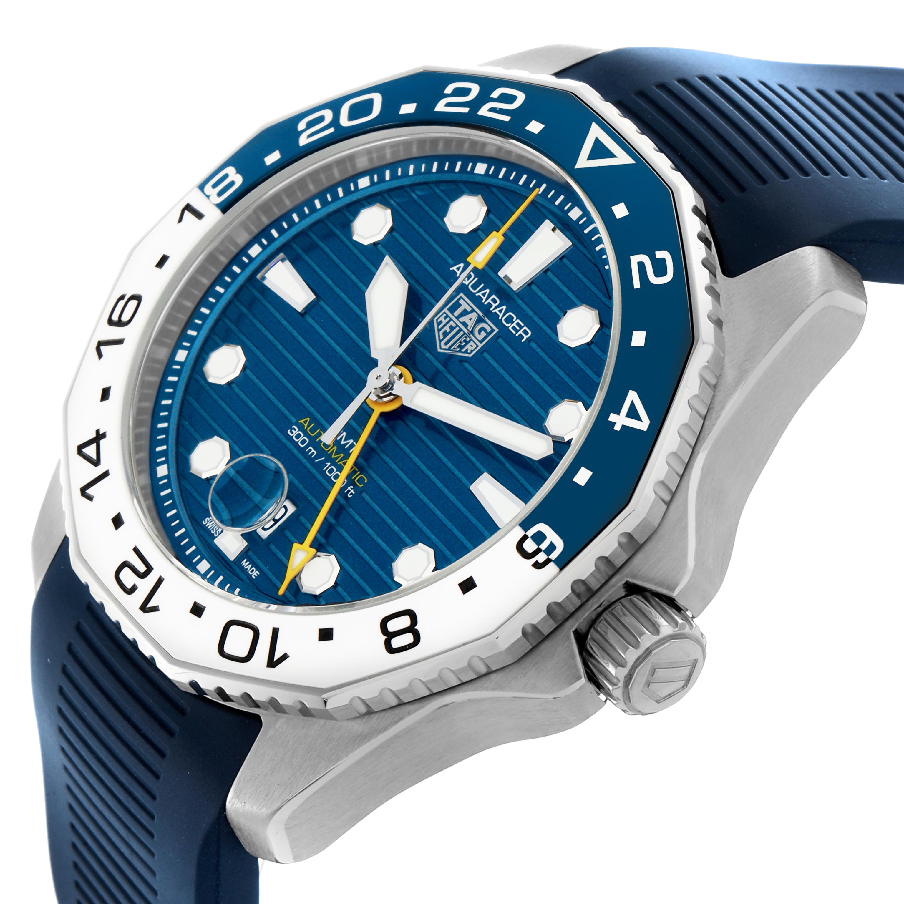 The Tag Heuer Aquaracer WBP2010.FT6198 Men's Stainless Steel Blue Dial WBP2010.FT6198 Men's Stainless Steel Blue Dial watch is shown at a slight side angle, displaying the dial, bezel, crown, and part of the strap.