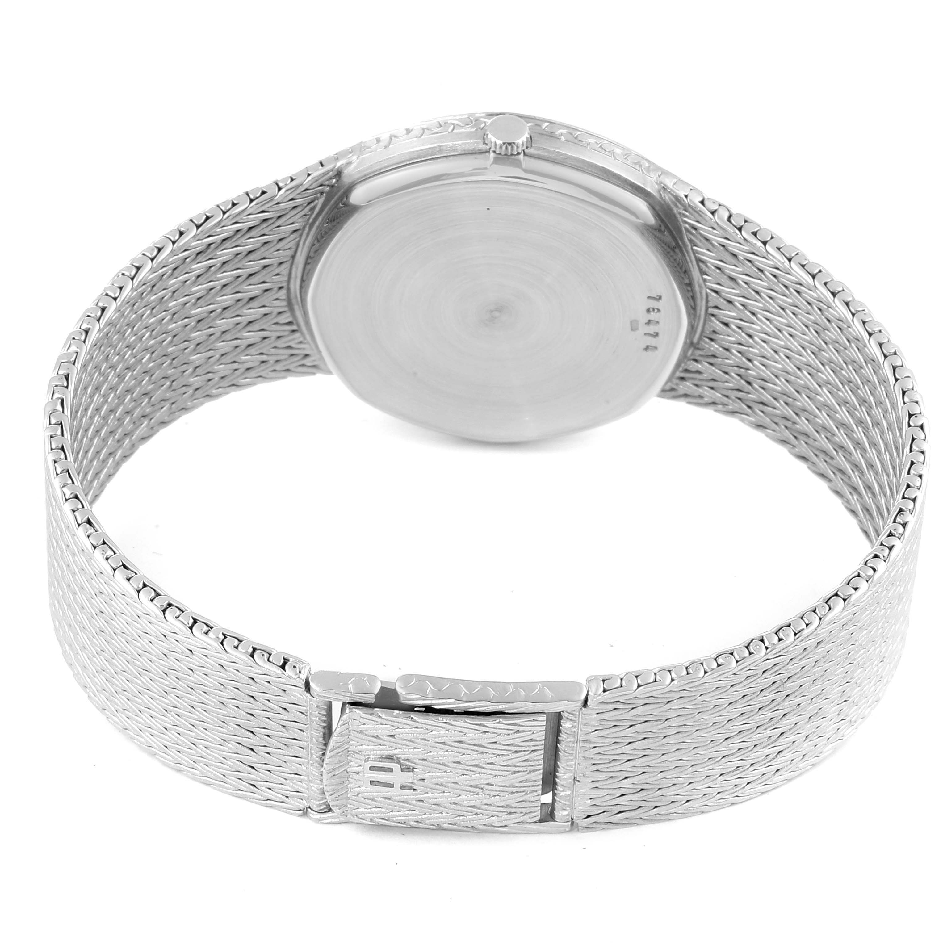 This image shows the back of a Vintage Audemars Piguet watch, highlighting its clasp and caseback.