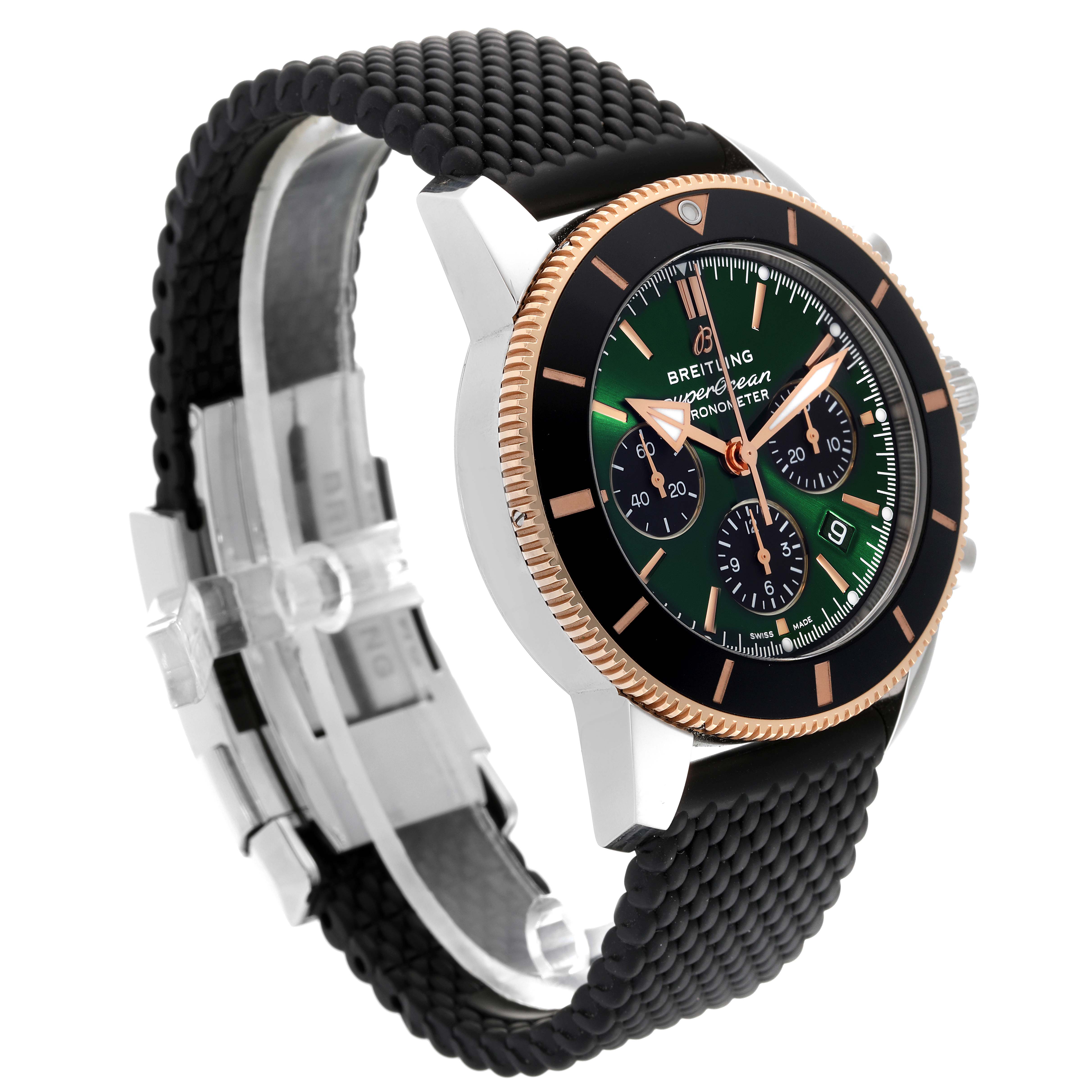 The Breitling Limited Series watch is shown at a three-quarter angle, displaying the face, bezel, and band.