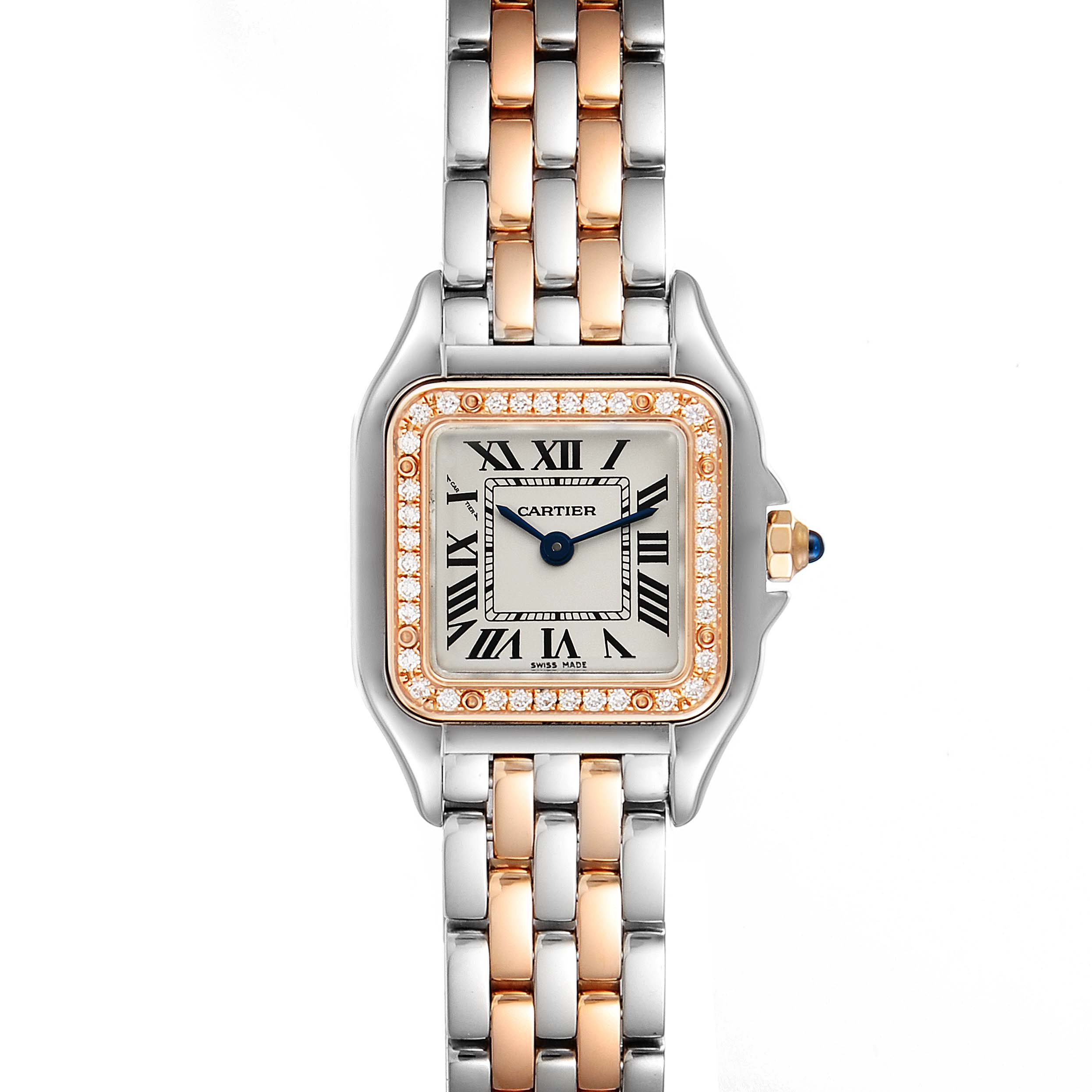 Cartier Panthere Ladies Steel Rose Gold Diamond Watch W3PN0006 Box ...