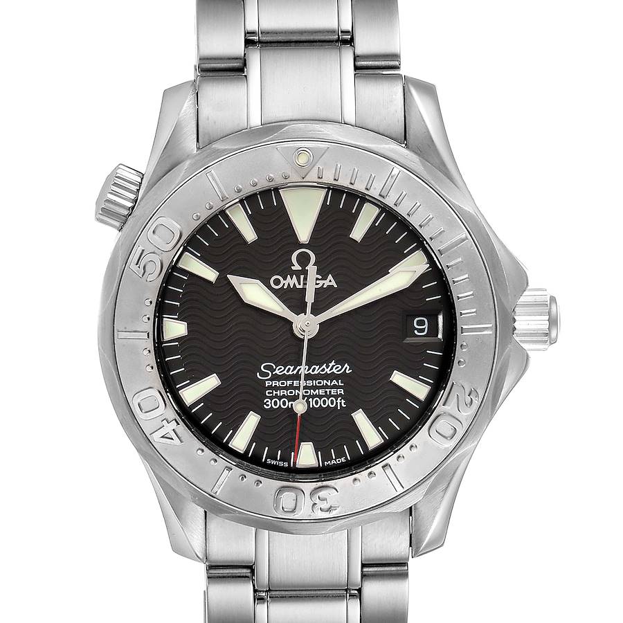 Omega Seamaster 36mm Midsize Black Wave Dial Steel Watch 2236.50.00 SwissWatchExpo