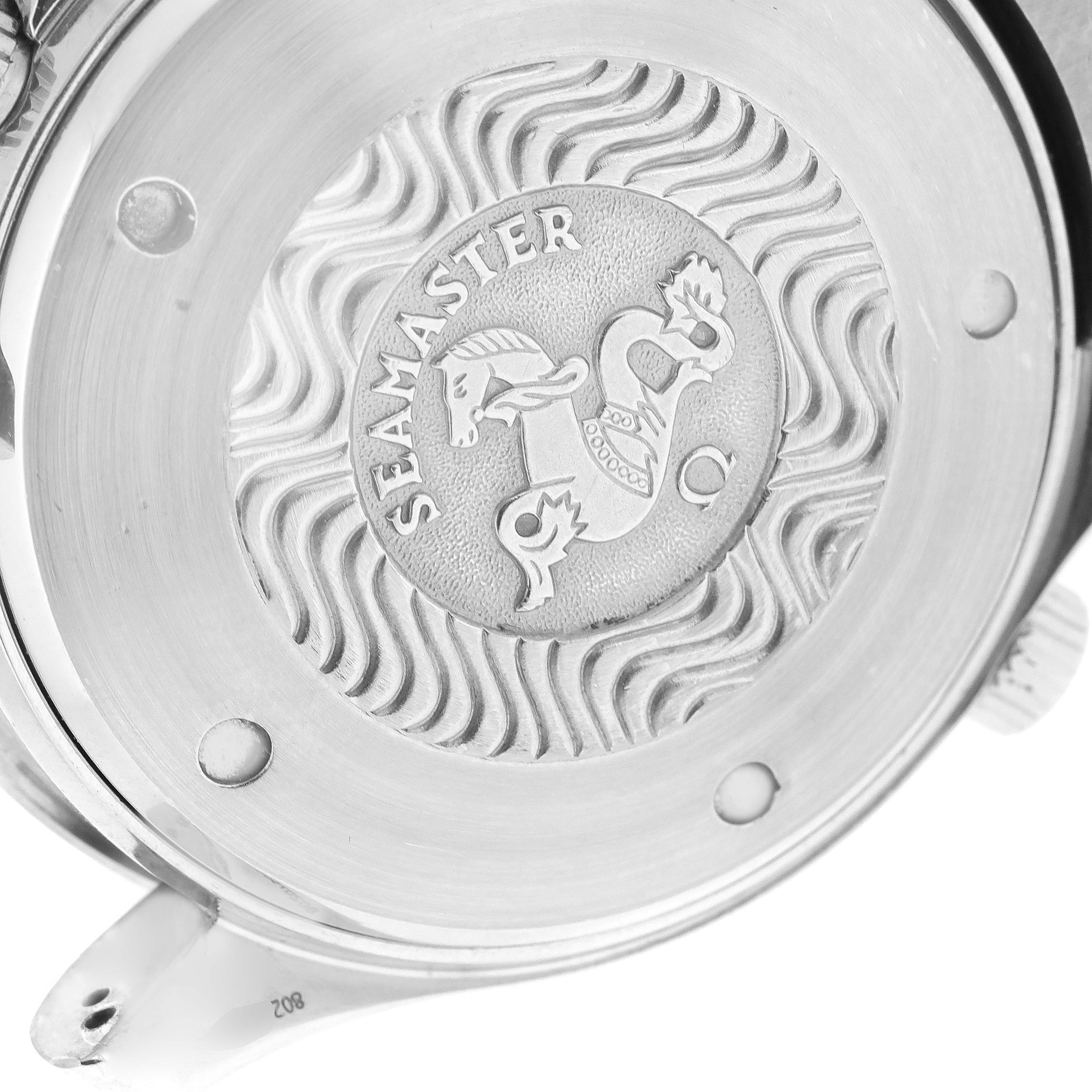 This image shows the engraved case back of the Omega Seamaster 2598.80.00 Men
s Stainless Steel Blue Dial 2598.80.00 Men
s Stainless Steel Blue Dial watch.