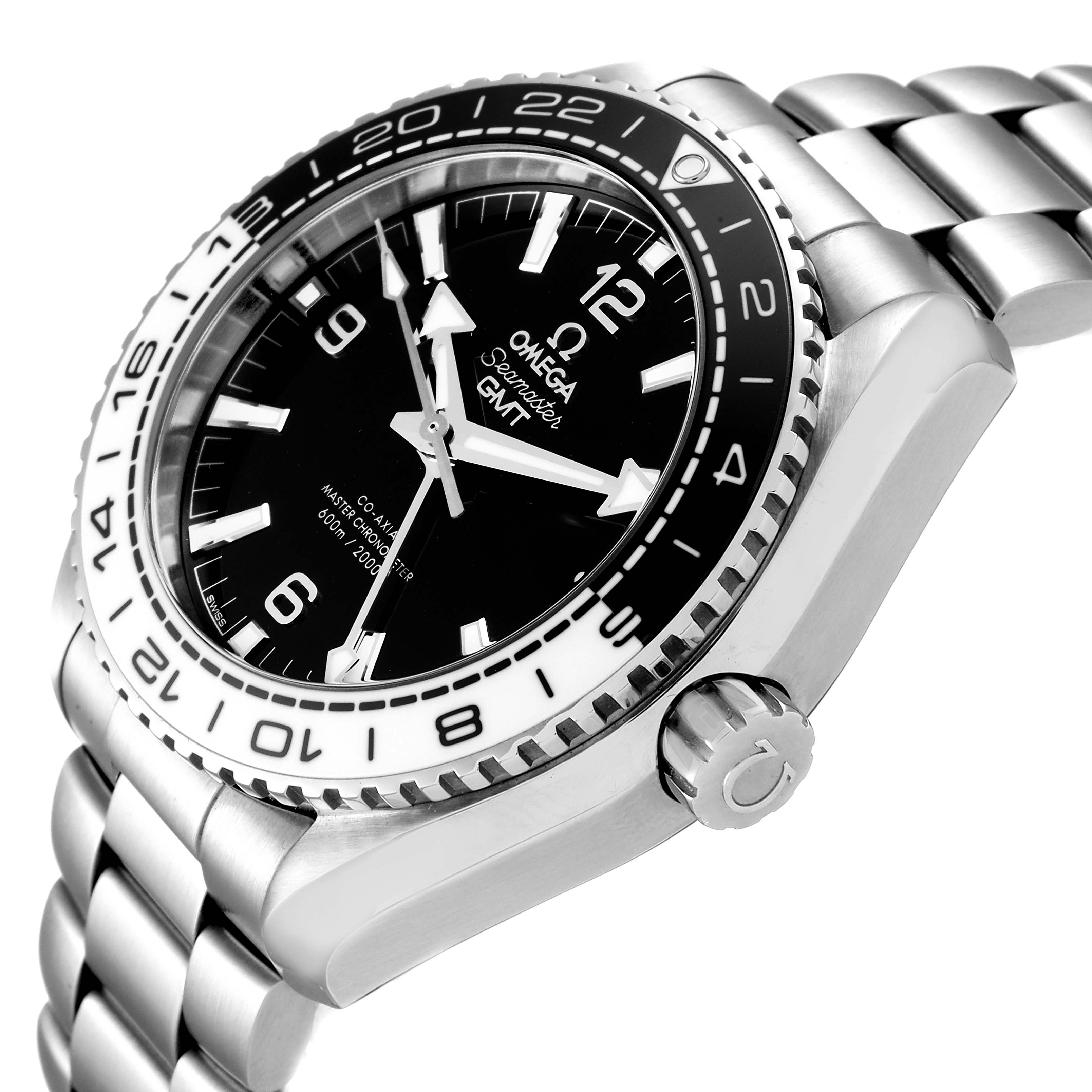 The Omega Seamaster 215.30.44.22.03.001 Men
s Stainless Steel Black Dial 215.30.44.22.03.001 Men
s Stainless Steel Black Dial watch is shown at a three-quarter angle displaying the face, bezel, crown, and part of the bracelet.