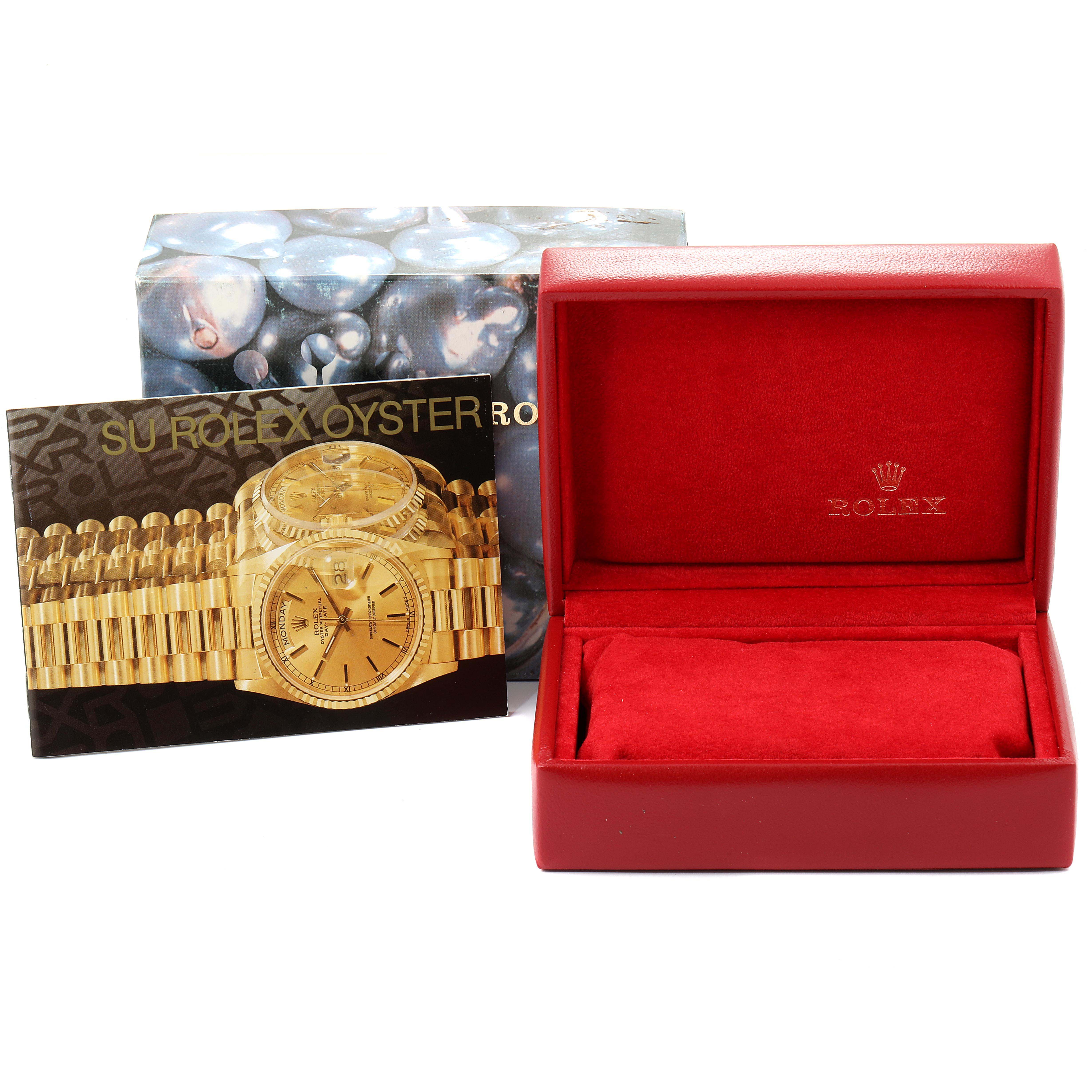 The image displays the packaging, a card with the Rolex Datejust 79174 Women
s Stainless Steel Silver Dial 79174 Women
s Stainless Steel Silver Dial model, and an empty red Rolex watch box.