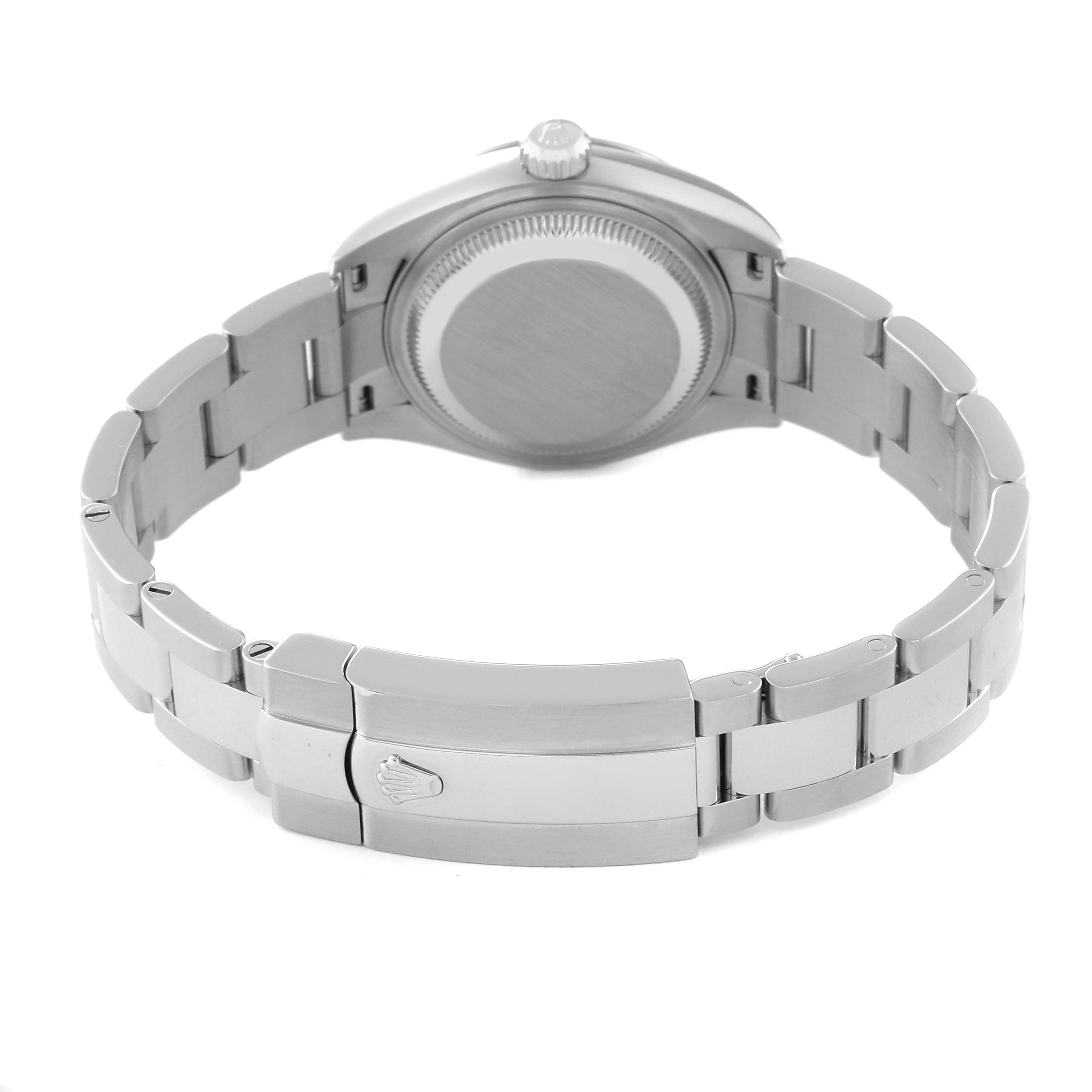 This image shows the back and bracelet clasp of a Rolex Datejust 279174 Women's Stainless Steel Grey Dial 279174 Women's Stainless Steel Grey Dial watch.