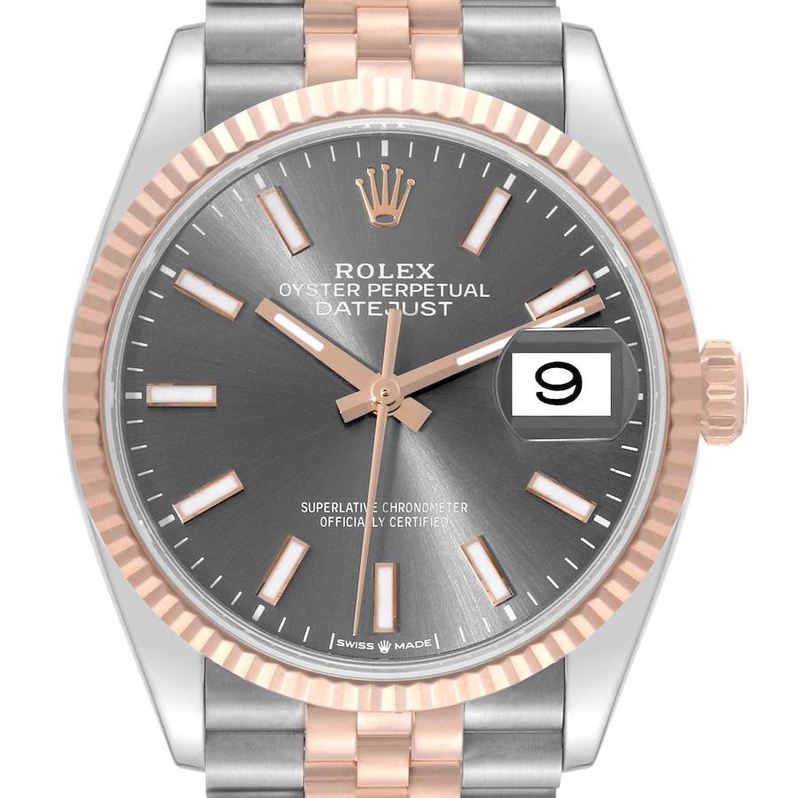 Rolex Datejust 36 Rhodium Dial Steel Rose Gold Mens Watch 126231 SwissWatchExpo