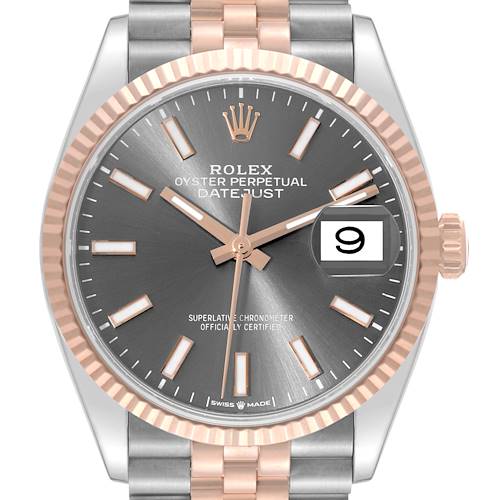 Photo of Rolex Datejust 36 Rhodium Dial Steel Rose Gold Mens Watch 126231