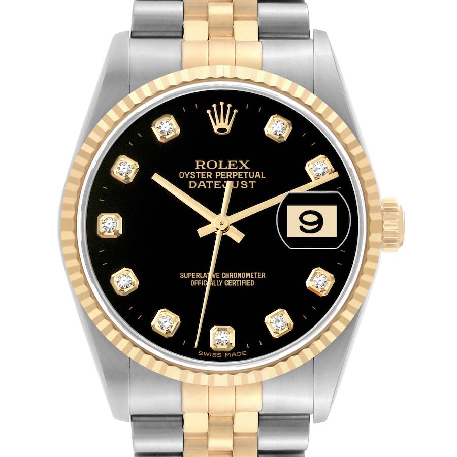Rolex Datejust Diamond Dial Steel Yellow Gold Mens Watch 16233 Unworn NOS SwissWatchExpo