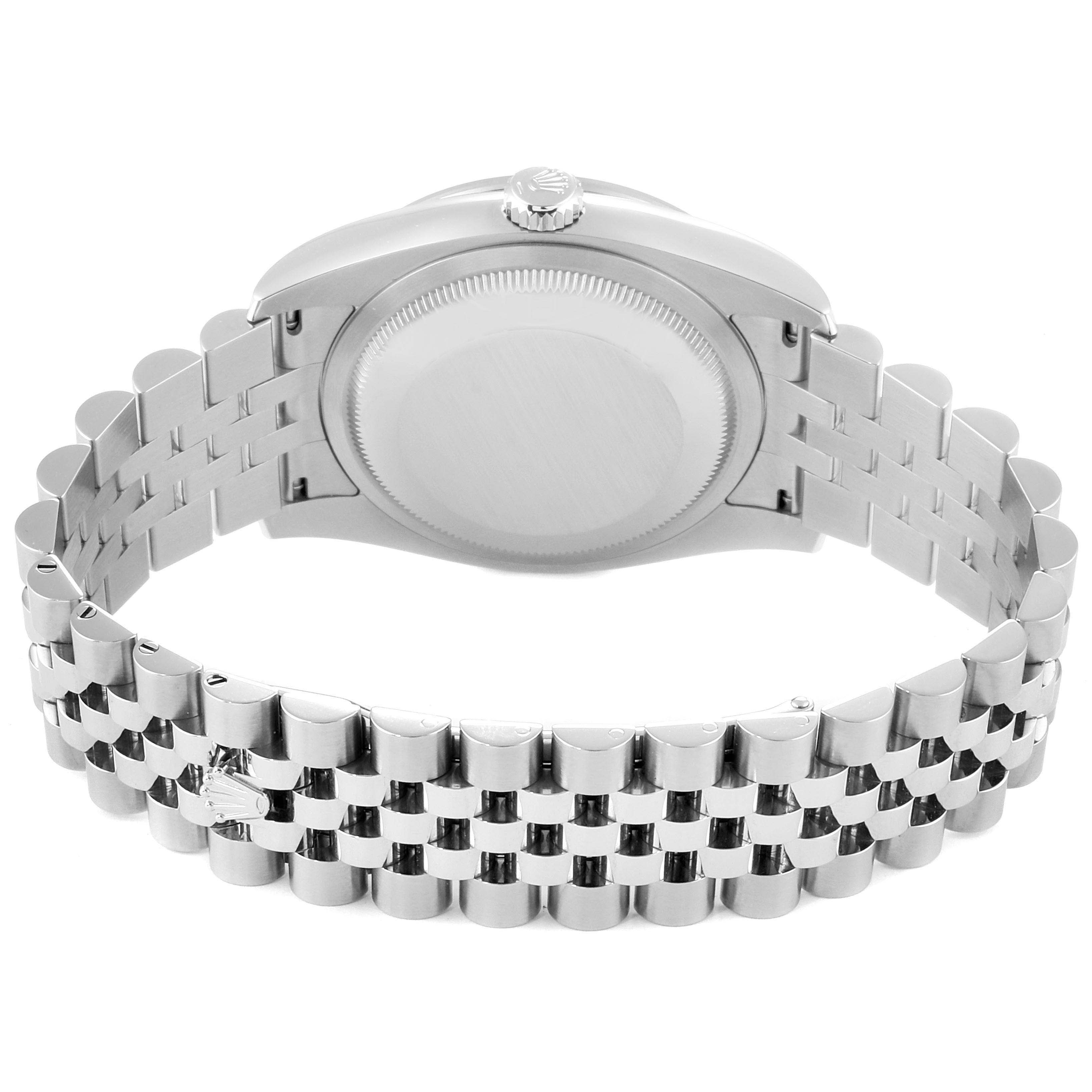 The image shows the back view, including the case and bracelet, of a Rolex Datejust 116244 Men's Stainless Steel Mother of Pearl Dial 116244 Men's Stainless Steel Mother of Pearl Dial watch.