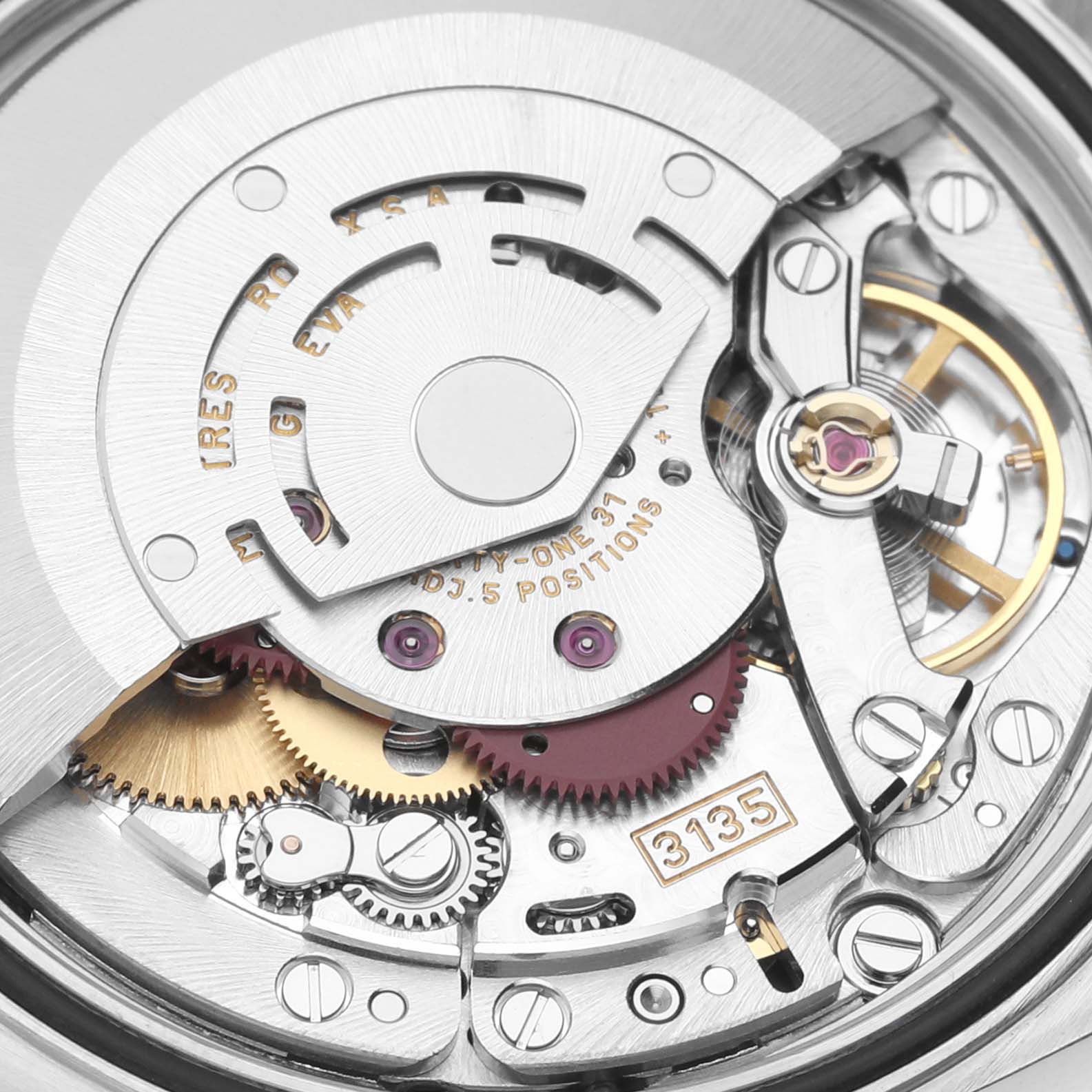 The image shows a close-up of the internal movement components of a Rolex Turn-o-Graph 16264 Men's Stainless Steel Black Dial 16264 Men's Stainless Steel Black Dial watch.