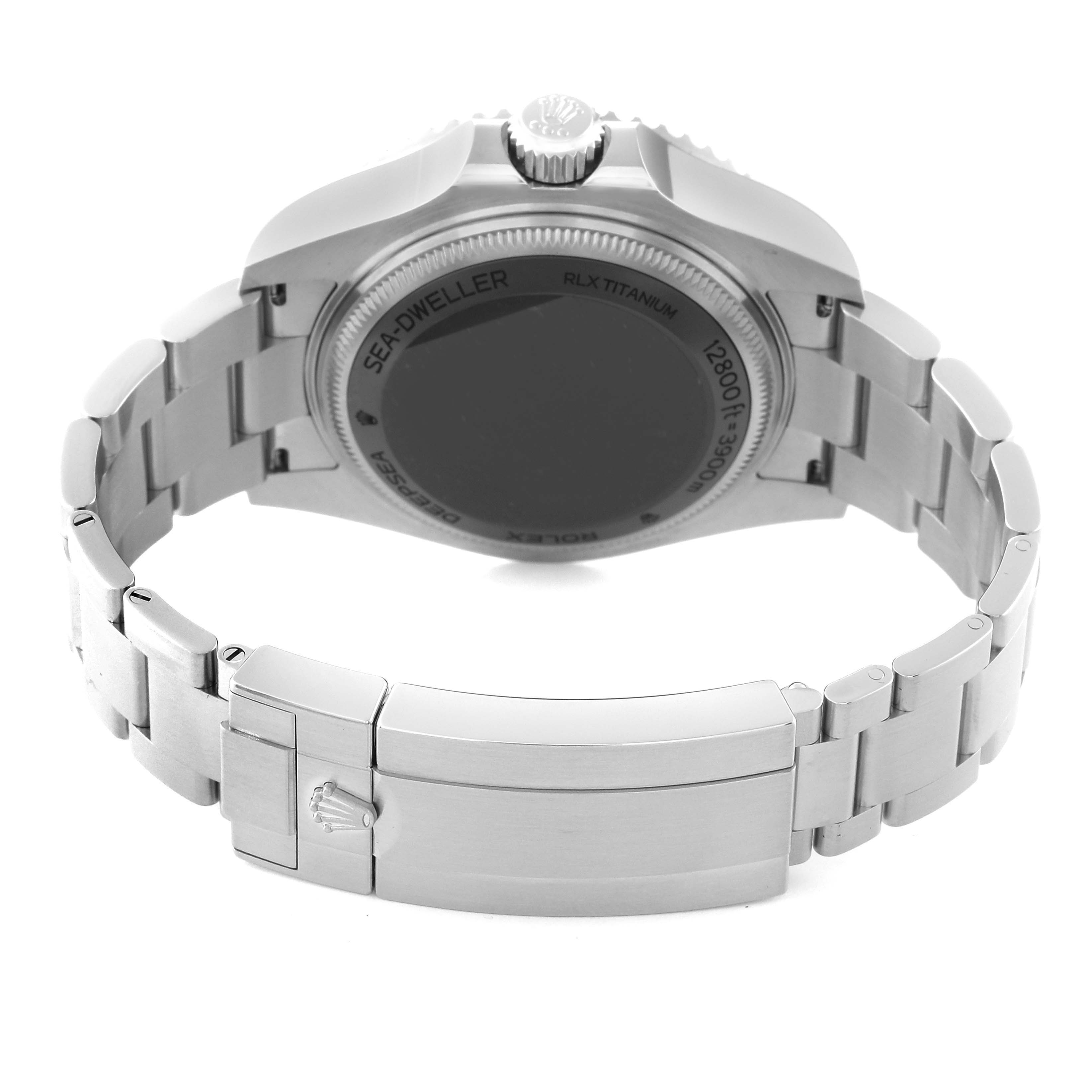 This image shows the back and clasp of a Rolex Sea-Dweller 136660 Men
s Stainless Steel Black Dial 136660 Men
s Stainless Steel Black Dial watch.