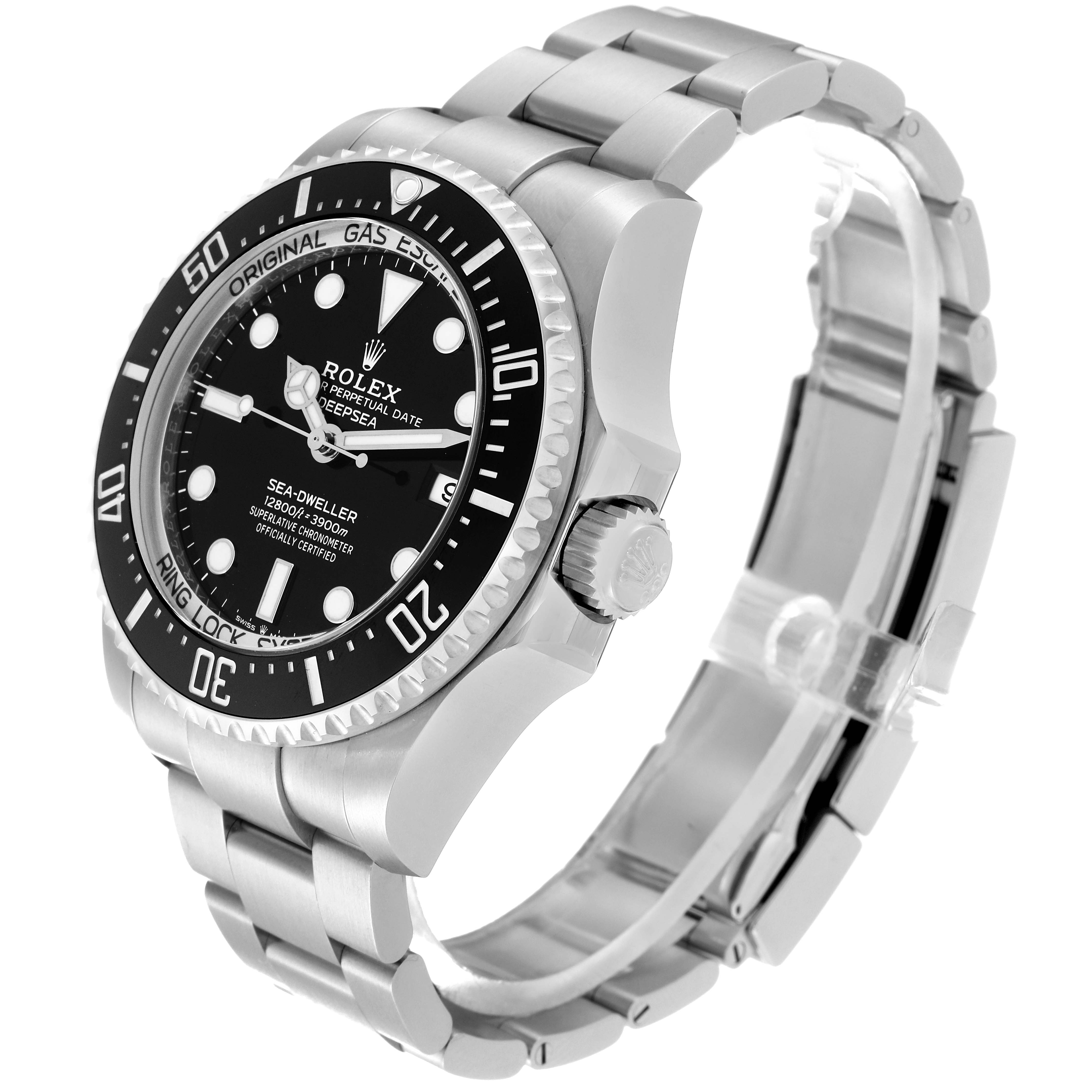 The image shows a Rolex Sea-Dweller 136660 Men
s Stainless Steel Black Dial 136660 Men
s Stainless Steel Black Dial watch at a three-quarter angle, highlighting the case, bezel, crown, dial, and part of the bracelet.