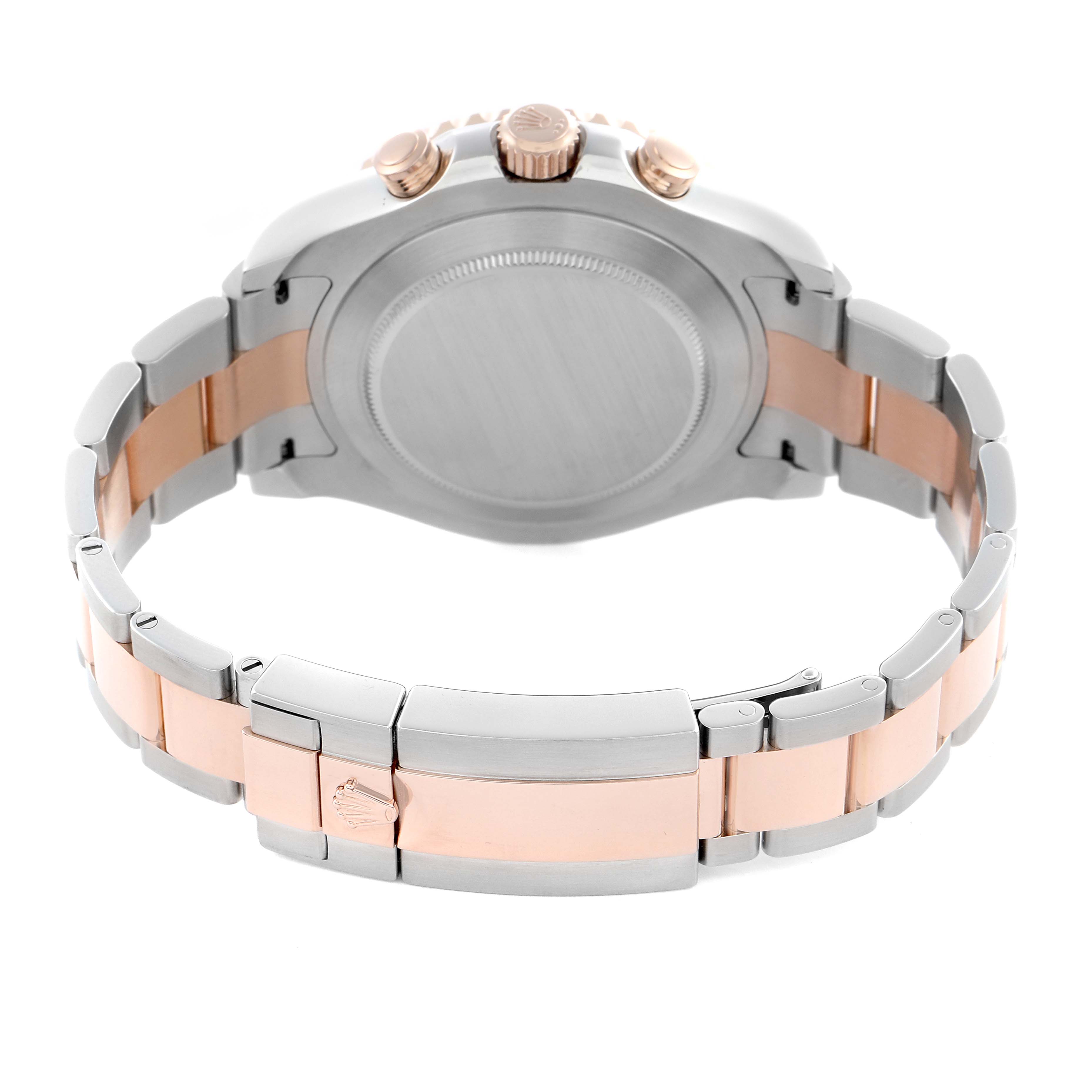 The image shows the back and bracelet of a Rolex Yacht-Master 116681 Men's Steel and Gold (two tone) White Dial 116681 Men's Steel and Gold (two tone) White Dial watch, highlighting the clasp and caseback.