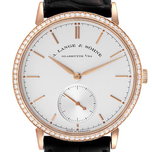 Photo of A. Lange and Sohne Saxonia Rose Gold Diamond Bezel Mens Watch 842.032