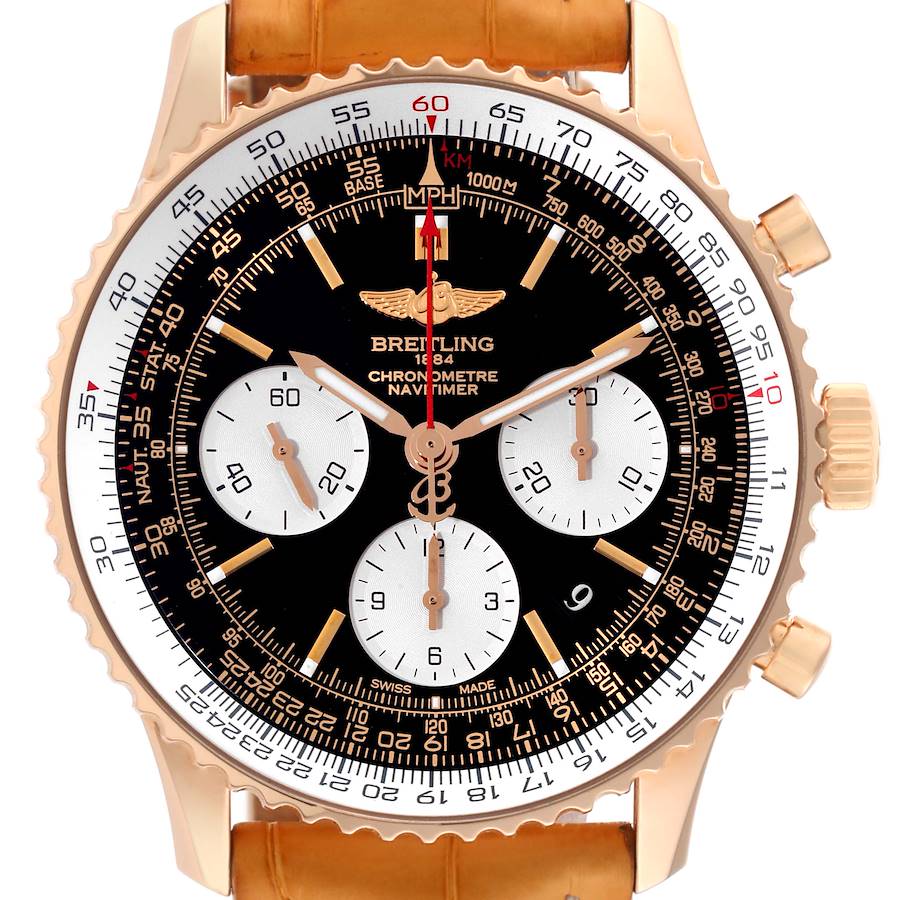 Breitling Navitimer 01 Rose Gold Black Dial Mens Watch RB0120 SwissWatchExpo
