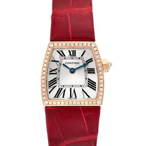 Photo of Cartier La Dona Rose Gold Diamond Red Strap Ladies Watch WE600651