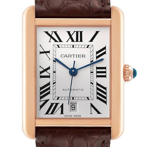 Photo of Cartier Tank Solo XL Rose Gold Steel Silver Dial Mens Watch W5200026 Card