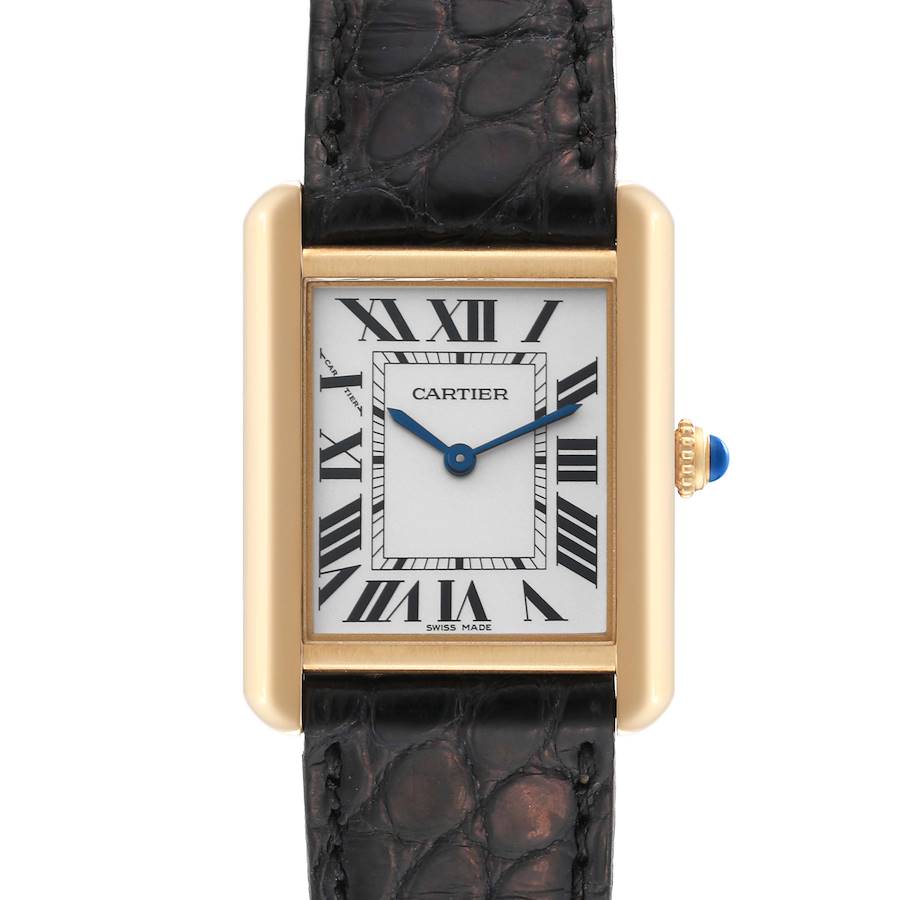 Cartier Tank Solo Yellow Gold Steel Silver Dial Ladies Watch W5200002 Papers SwissWatchExpo