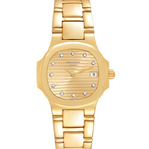 Photo of Patek Philippe Nautilus Yellow Gold Champagne Diamond Dial Ladies Watch 4700