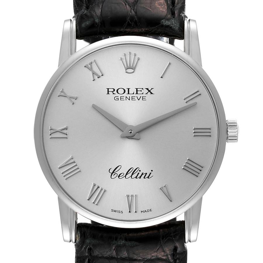 Rolex Cellini Classic Silver Dial White Gold Mens Watch 5116 SwissWatchExpo