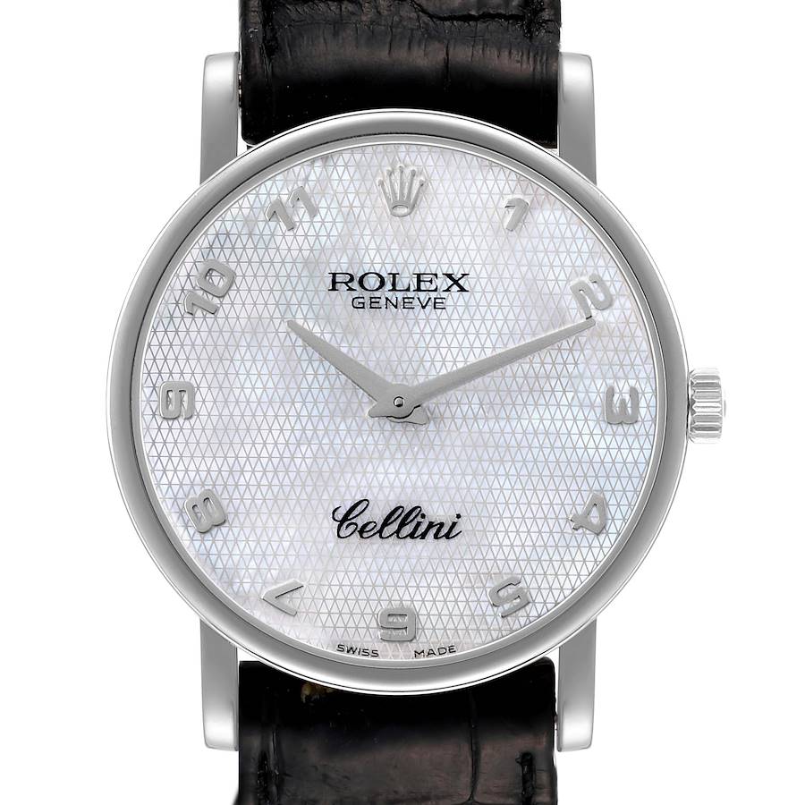 Rolex Cellini Classic White Gold Mother of Pearl Dial Mens Watch 5115 Box Card SwissWatchExpo