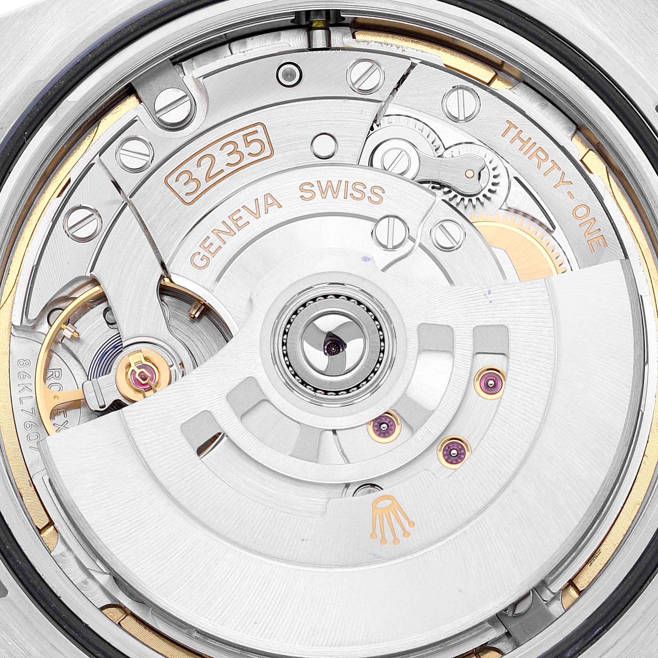 This image shows the internal movement mechanism of the Rolex Datejust 41 126300 Men's Stainless Steel Blue Dial 126300 Men's Stainless Steel Blue Dial watch, featuring the 3235 caliber.