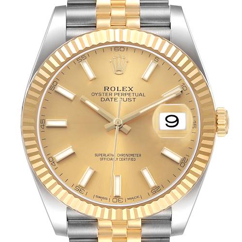 Photo of Rolex Datejust 41 Steel Yellow Gold Champagne Dial Mens Watch 126333 Box Card