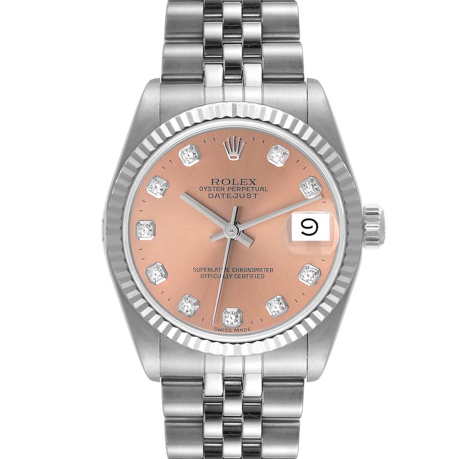 Rolex Datejust Midsize Steel White Gold Diamond Ladies Watch 68274 SwissWatchExpo
