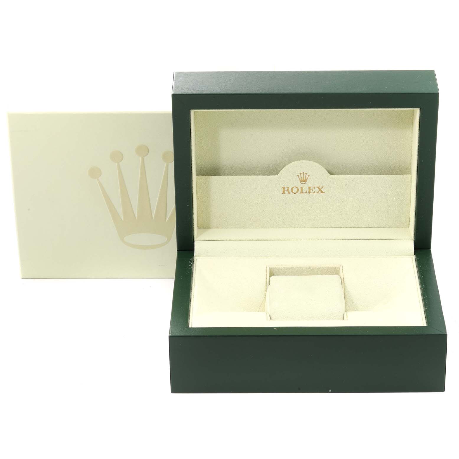 The image shows an open Rolex President 178278 Women's Yellow Gold Black Dial 178278 Women's Yellow Gold Black Dial model watch box with the outer box also visible.