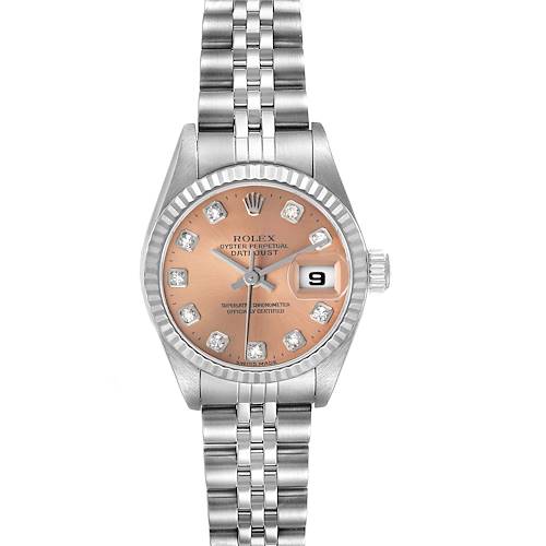 Photo of Rolex Datejust Steel White Gold Salmon Diamond Ladies Watch 79174 Box Papers