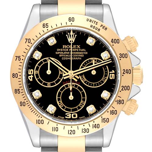 Photo of Rolex Daytona Steel Yellow Gold Black Diamond Dial Mens Watch 116523