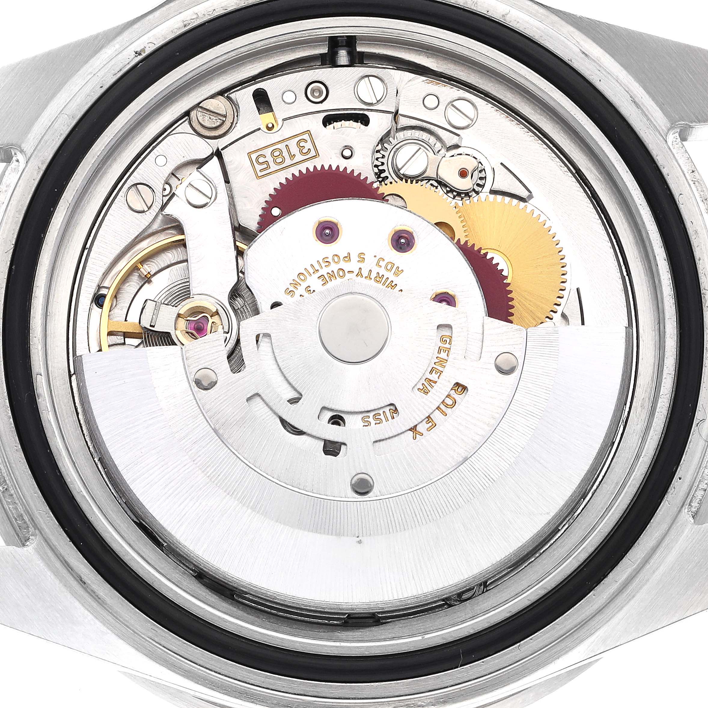 The image shows the internal movement of the Rolex GMT-Master 16710 Men's Stainless Steel Black Dial 16710 Men's Stainless Steel Black Dial watch, viewed from the back.