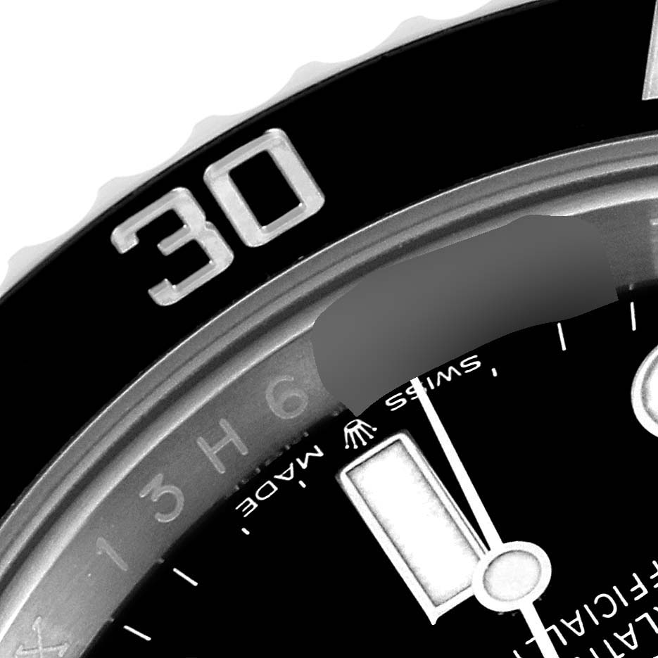 The image shows a close-up of the bezel and partial dial of a Rolex Submariner 126610 Men
s Stainless Steel Black Dial 126610 Men
s Stainless Steel Black Dial watch.