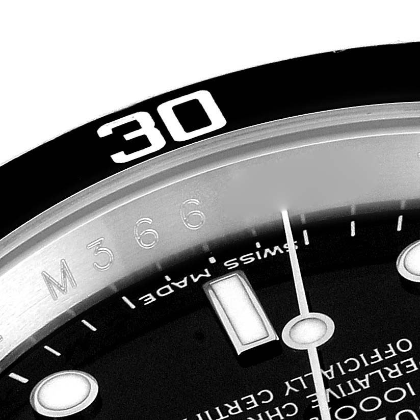 This image shows a close-up of the dial and bezel of a Rolex Submariner 16610T Men
s Stainless Steel Black Dial 16610T Men
s Stainless Steel Black Dial watch, highlighting the "30" marker.