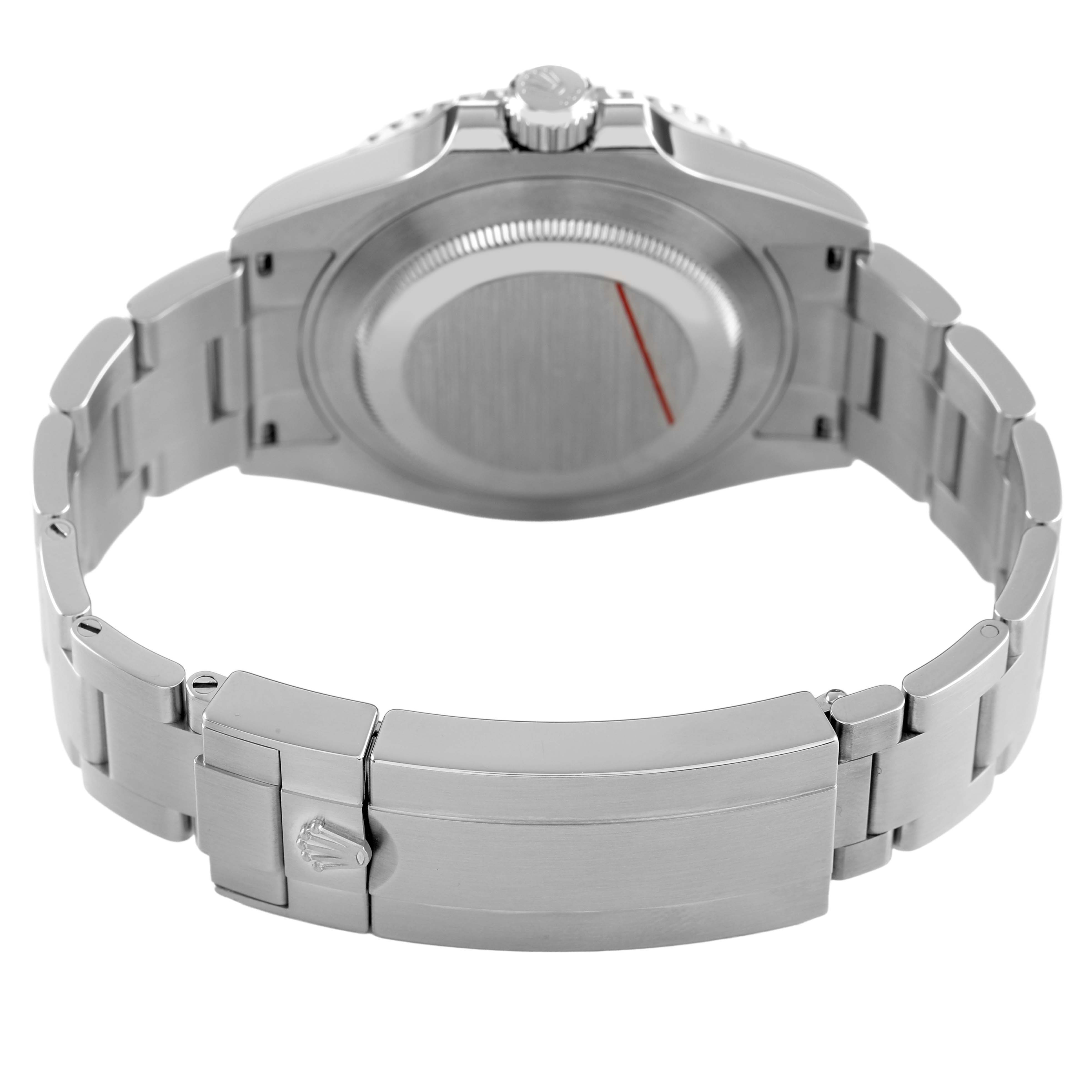 The image shows the back and bracelet of a Rolex Submariner 124060 Men's Stainless Steel Black Dial watch, highlighting the clasp and case back.