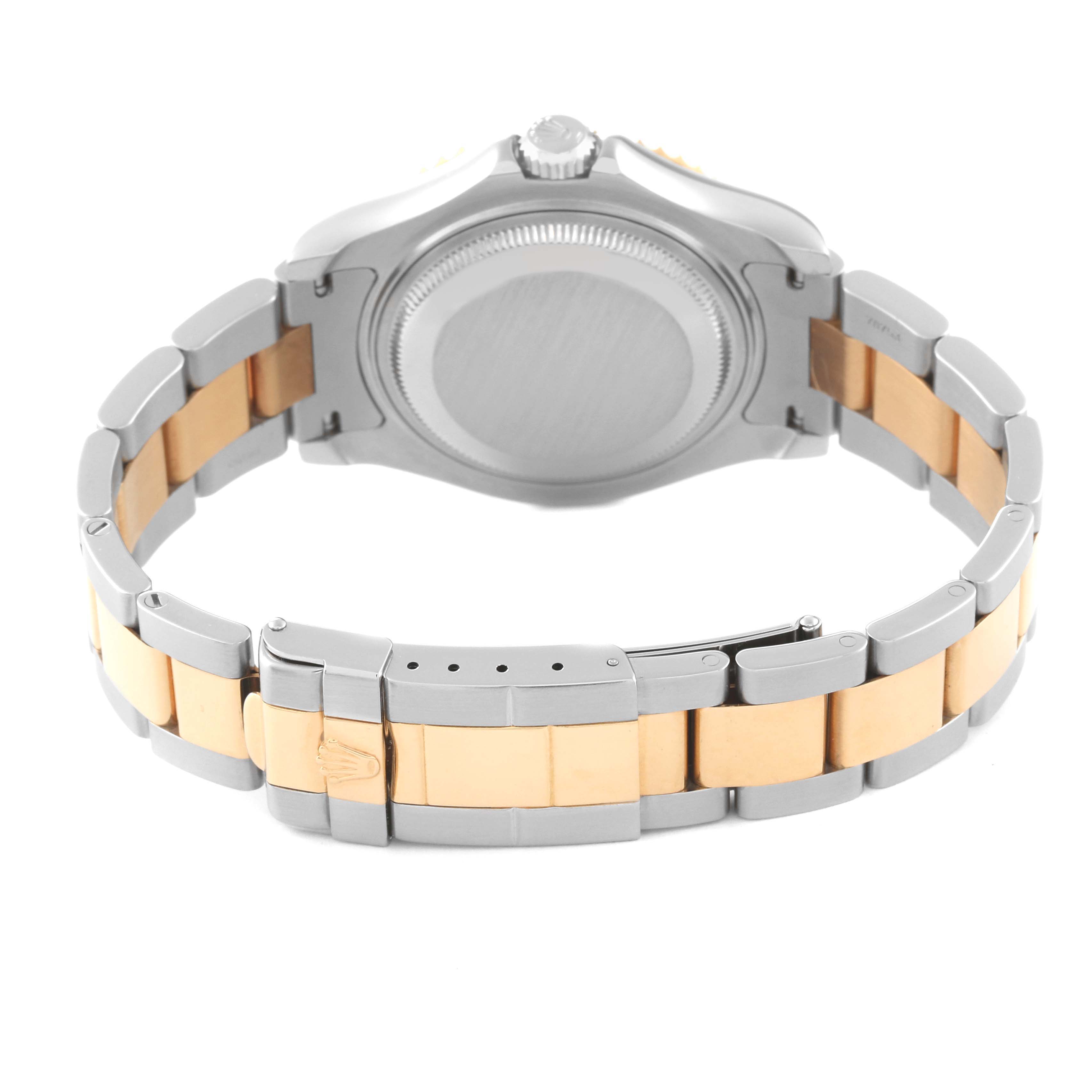 This image shows the back view of a Rolex Yacht-Master 68623 Men's Steel and Gold (two tone) Blue Dial 68623 Men's Steel and Gold (two tone) Blue Dial watch, highlighting its two-tone bracelet and case back.