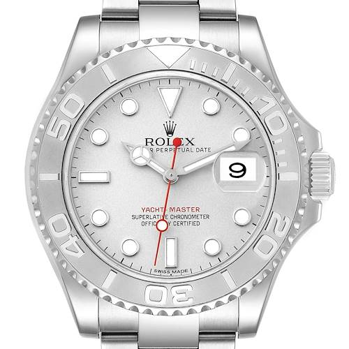 Photo of Rolex Yachtmaster Platinum Dial Steel Mens Watch 116622 Box Card