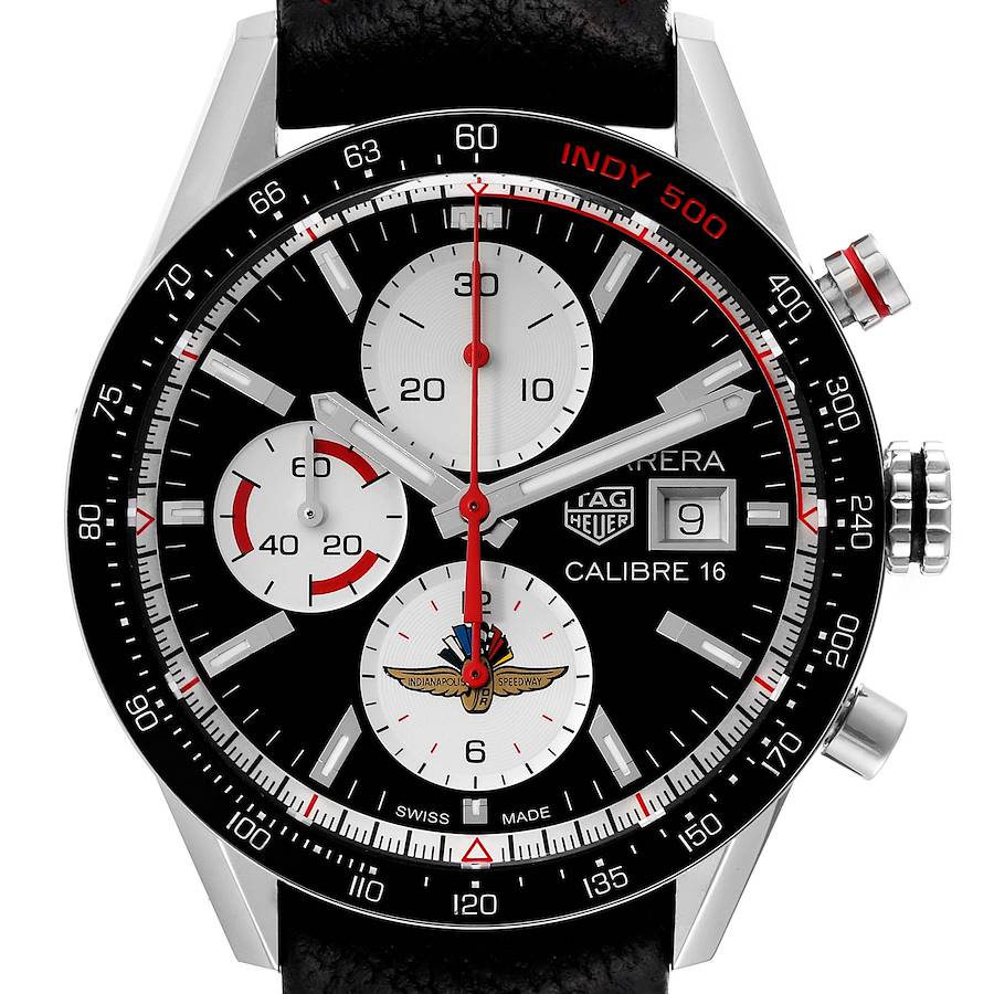 Tag Heuer Carrera Calibre 16 Indy 500 LE Steel Mens Watch CV201AS Box Card SwissWatchExpo