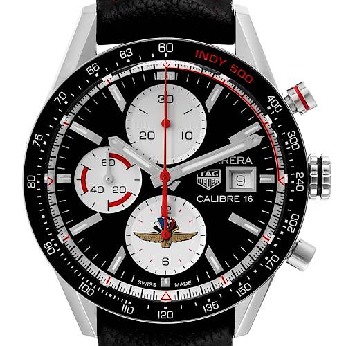 Photo of Tag Heuer Carrera Calibre 16 Indy 500 LE Steel Mens Watch CV201AS Box Card