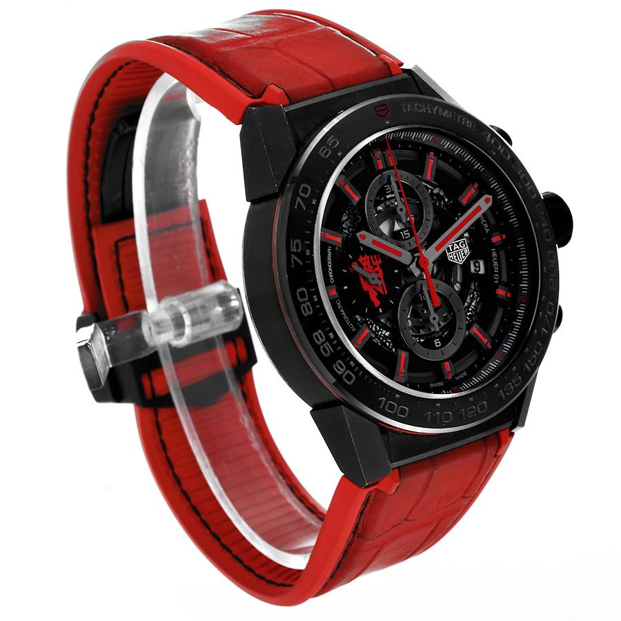 Tag Heuer Carrera Skeleton Dial Manchester United LE Watch CAR2A1J Box Card