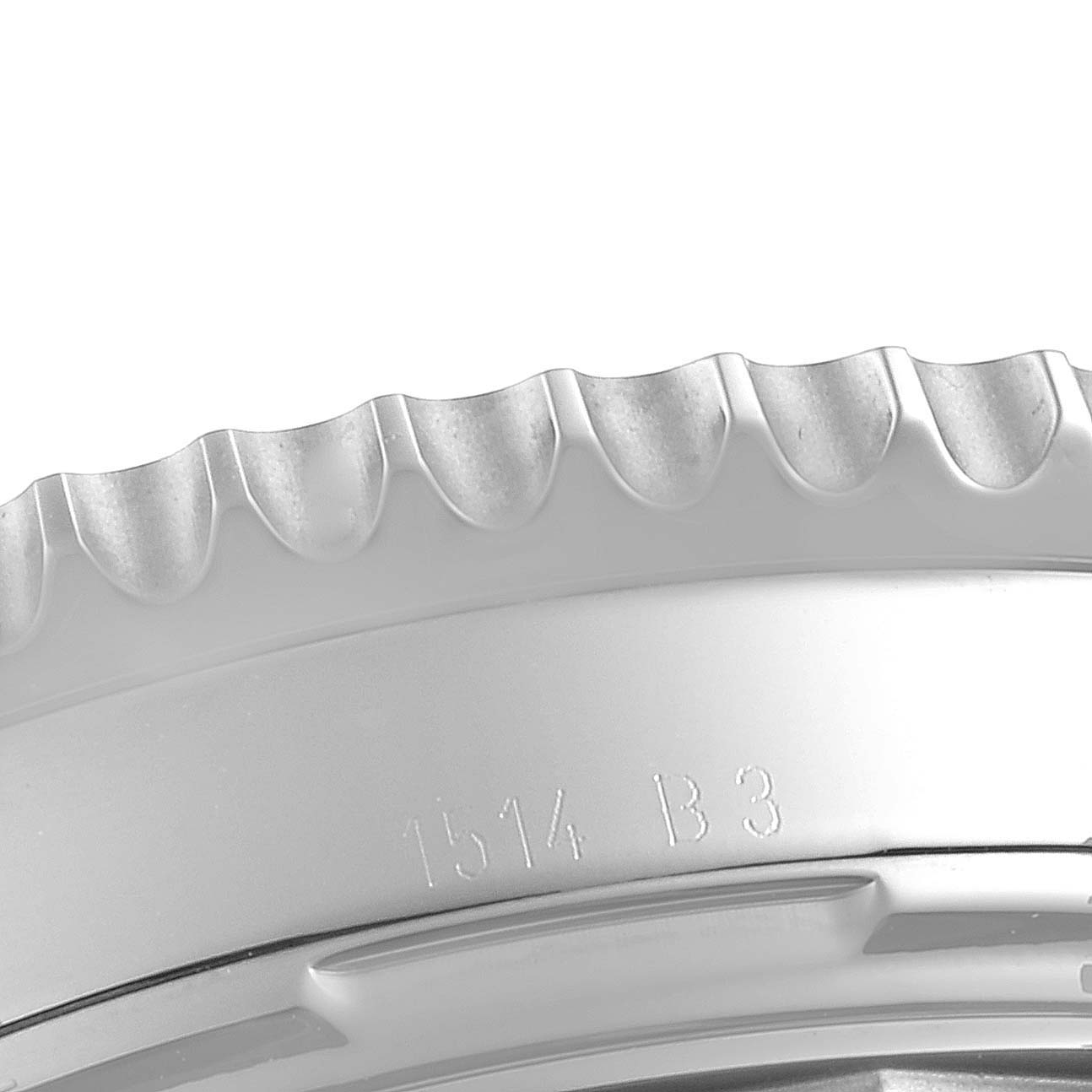 This image shows a close-up of the bezel and case edge of a Breitling Navitimer AB0121C4-Q605-739P-A20BA.1 Men's Stainless Steel Brown Dial AB0121C4-Q605-739P-A20BA.1 Men's Stainless Steel Brown Dial watch.